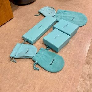 Tiffiney and Company jewelry boxes and bags